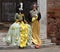 Couple in carnival costumes. Carnival masks is one of the most famous symbols of Venice