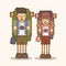 Couple carrying backpacks ready to travel graphic