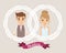 Couple cartoon crown wedding icon. Vector graphic