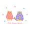 A couple of cats with donuts. Vector illustration.