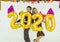 Couple celebrate 2020 party