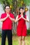 Couple celebrating Chinese new year