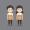 Couple Character Wearing Barista Coffee Uniform