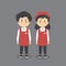 Couple Character Wearing Barista Coffee Uniform