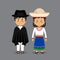 Couple Character Wearing Ecuador National Dress