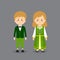 Couple Character Wearing Ireland National Dress