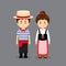 Couple Character Wearing Italy National Dress