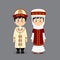Couple Character Wearing Kyrgyzstan National Dress