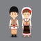 Couple Character Wearing Moldova National Dress