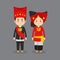 Couple Character Wearing North Sumatra Traditional Dress
