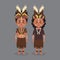Couple Character Wearing Papua Indonesian Traditional Outfit