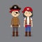 Couple Character Wearing Pirate Costume