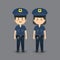 Couple Character Wearing Police Uniform