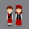 Couple Character Wearing Scotland National Dress