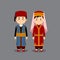 Couple Character Wearing Turks National Dress