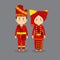 Couple Character Wearing West Sumatra Traditional Dress