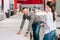 couple choosing mattress together