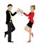 Couple clink glasses outline vector doodle