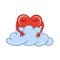 Couple cloud and heart cuddling for valentine day card design