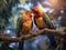 couple of colorful lovebird generate by AI