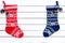 Couple colorful patterned Christmas stockings
