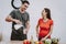 Couple is Cooking Salad from Fresh Vegetables