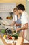 Couple cooking together