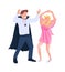 Couple in costumes dancing semi flat color vector characters