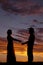 Couple cowboy almost hold hands silhouette