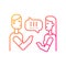 Couple criticizing each other gradient linear vector icon