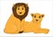 Couple of cute cartoon lions