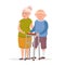 Couple of cute elderly standing together vector flat illustration. Aged lady and old man cartoon characters smiling and