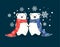 Couple of Cute little polar bears with snowflakes. Christmas and New-Year conceptred scarf and