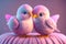 Couple of cute lovebirds in pastel colors valentines day Ai Generated