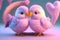 Couple of cute lovebirds in pastel colors valentines day Ai Generated
