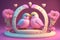 Couple of cute lovebirds in pastel colors valentines day Ai Generated