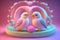 Couple of cute lovebirds in pastel colors valentines day Ai Generated