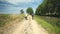 Couple cycling on the canal du midi in France