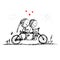 Couple cycling together, valentine sketch for your