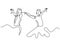 Couple dancing with continuous line drawing minimalism design. Vector one hand drawn sketch lineart minimalist style of man and