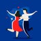 Couple dancing. Dance party concept. Cartoon vector illustration