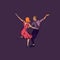 Couple dancing swing or rock and roll, vector illustration