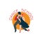 Couple dancing tango. Creative logotype. Vector illustration