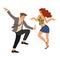 Couple dancing a twist. People in the dance. Cute vector flat hand draw isolated illistration on white