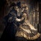 Couple Dancing at a Venice Carnival Masked Ball. Ai generated art