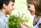 Couple with dandelions