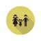 couple with daughter long shadow icon. Simple glyph, flat vector of FAMILY icons for ui and ux, website or mobile application