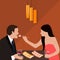Couple dinner woman give food for man romantic sushi eating drink wine glass