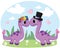 Couple dinosaur Brachiosaurus. Valentines day card