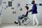 Couple with disability visiting art gallery